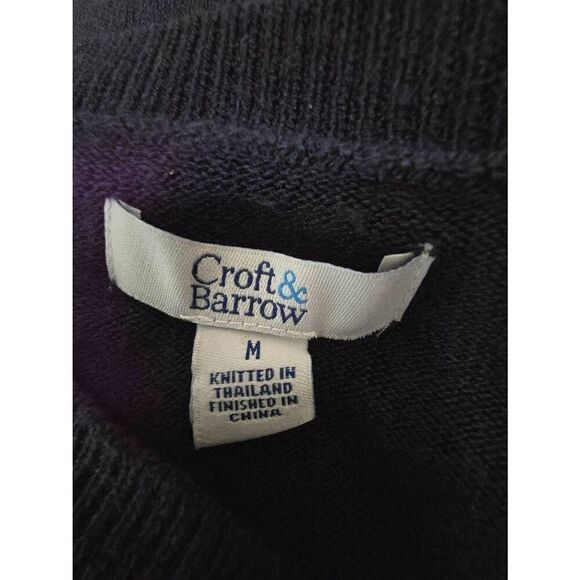 Croft & Barrow Navy Blue V Neck Sweater Size M - Picture 4 of 6